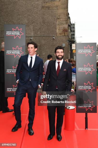 Actors Josh O'Connor and Alec Secareanu attend the UK premiere of "God's Own Country" and opening gala of the 71th Edinburgh International Film...