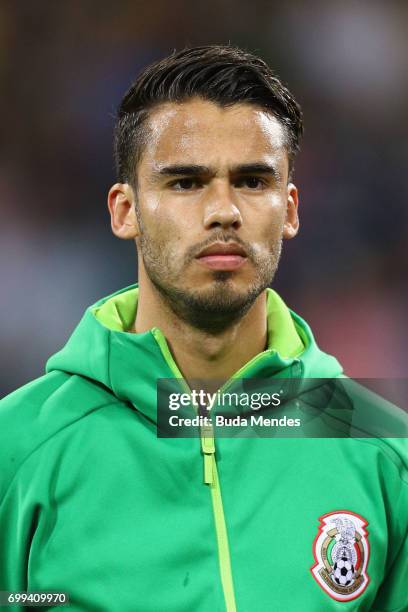 Diego Reyes of Mexico lines up prior to the FIFA Confederations Cup Russia 2017 Group A match between Mexico and New Zealand at Fisht Olympic Stadium...