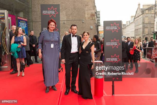 Charity Wakefield, Marina Richter and Rupert Evans attend the UK premiere of "God's Own Country" and opening gala of the 71th Edinburgh International...