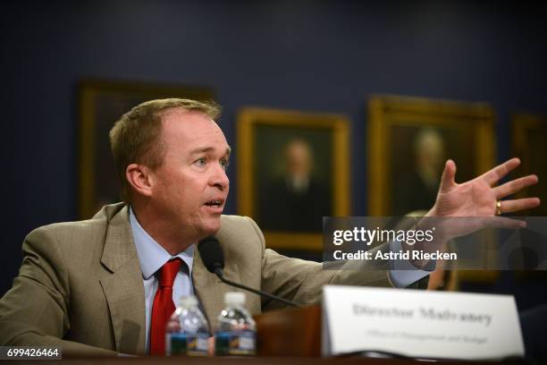 Director Mick Mulvaney testifies during a Financial Services and General Government Subcommittee hearing on the budget for the Office of Management...