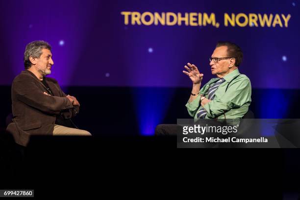 Larry King participates on a discussion on fake news in the media during the Starmus Festival on June 21, 2017 in Trondheim, Norway.