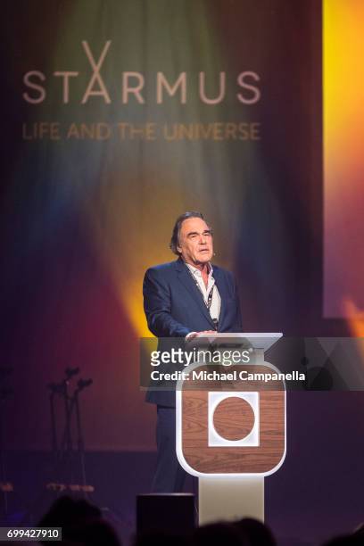 Oliver Stone gives a speech on truth in film during the Starmus Festival on June 21, 2017 in Trondheim, Norway.