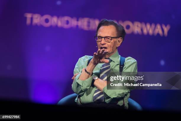 Larry King participates on a discussion on fake news in the media during the Starmus Festival on June 21, 2017 in Trondheim, Norway.