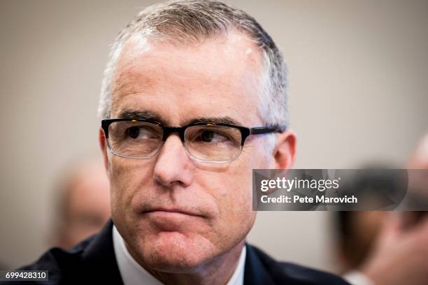 Acting FBI Director Andrew McCabe testifies before a House Appropriations subcommittee meeting on the FBI's budget requests for FY2018 on June 21,...