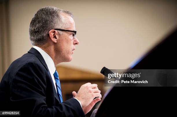 Acting FBI Director Andrew McCabe testifies before a House Appropriations subcommittee meeting on the FBI's budget requests for FY2018 on June 21,...