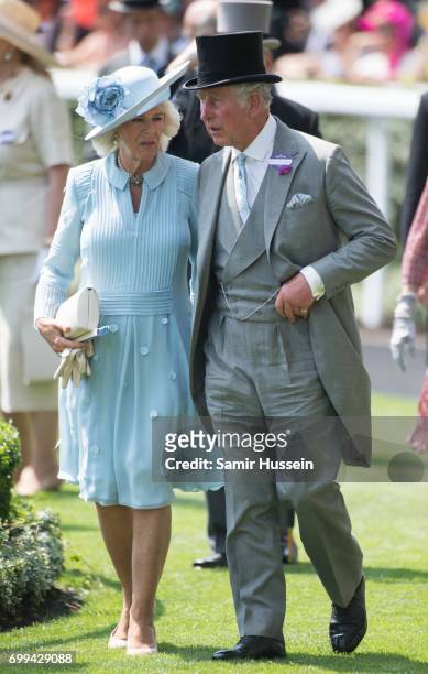 Camilla, Ducehss of Cornwall and Prince Charles, Prince of Wales attend Royal Ascot 2017 at Ascot Racecourse on June 21, 2017 in Ascot, England.