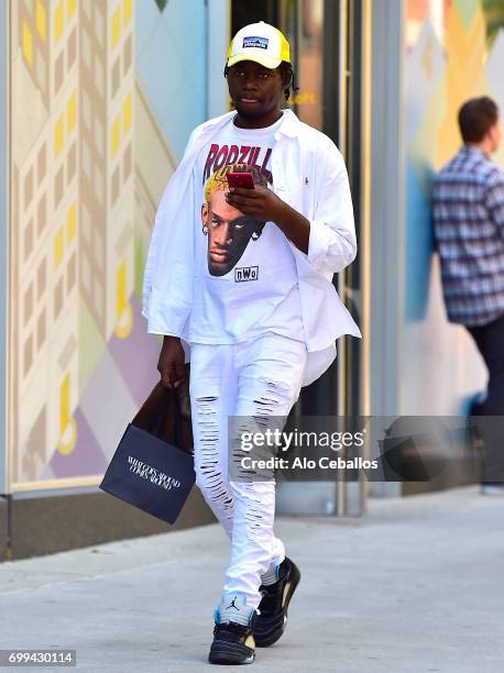 Theophilus London is seen in Soho on June 21, 2017 in New York City.