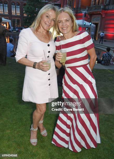 Helen Fielding and Mariella Frostrup attend the 2017 annual V&A Summer Party in partnership with Harrods at the Victoria and Albert Museum on June...