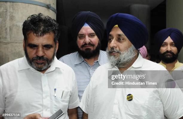 Punjab former Deputy CM Sukhbir Singh Badal and other leaders at Punjab Vidhan Sabha Session on June 21, 2017 in Chandigarh, India.