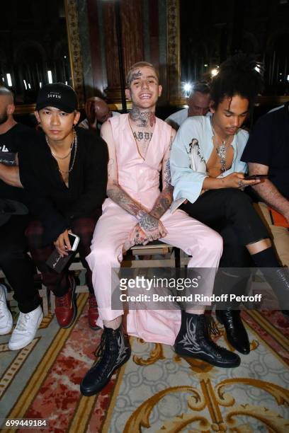 Dancer Naoto Kataoka, rapper Lil Peep and Luka Sabbat attend the Haider Ackermann Menswear Spring/Summer 2018 show as part of Paris Fashion Week on...