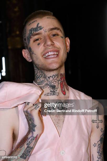 Rapper Lil Peep attends the Haider Ackermann Menswear Spring/Summer 2018 show as part of Paris Fashion Week on June 21, 2017 in Paris, France.