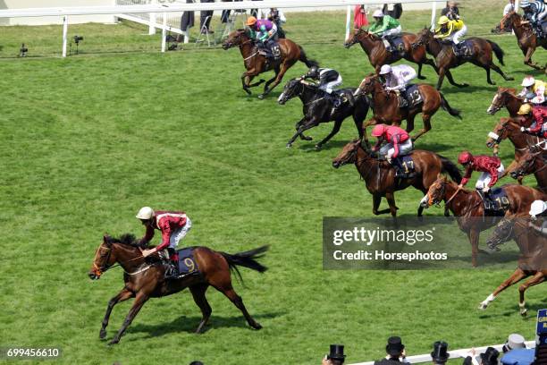 Heartache with Adam Kirby up wins the Queen Mary Stakes at Ascot Racecourse on June 21, 2017 in Ascot, England.