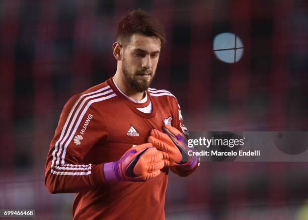 Augusto Batalla goalkeeper of River Plate gestures prior to a match between River Plate and Aldosivi as part of Torneo Primera Division 2016/17 at...