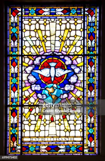 stained glass window in church in costa rica - stained glass stock pictures, royalty-free photos & images