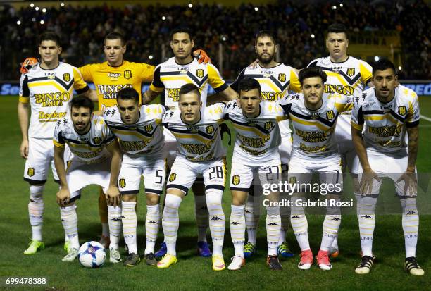 Players of Olimpo pose for a photo prior to the match between Olimpo and Boca Juniors as part of Torneo Primera Division 2016/17 at Roberto Natalio...