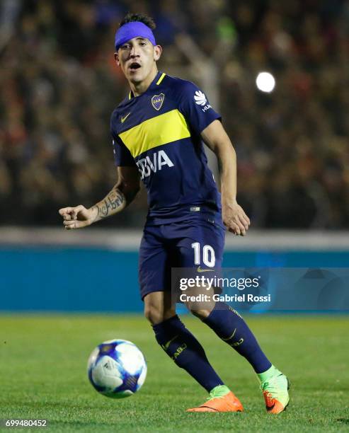 Ricardo Centurion of Boca Juniors controls the ball during a match between Olimpo and Boca Juniors as part of Torneo Primera Division 2016/17 at...