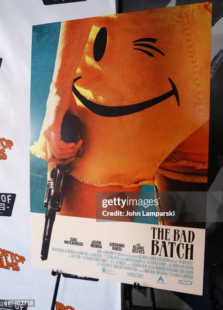 View of "The Bad Batch" poster during rooftop screening at House of Vans on June 21, 2017 in the Brooklyn borough of New York City.