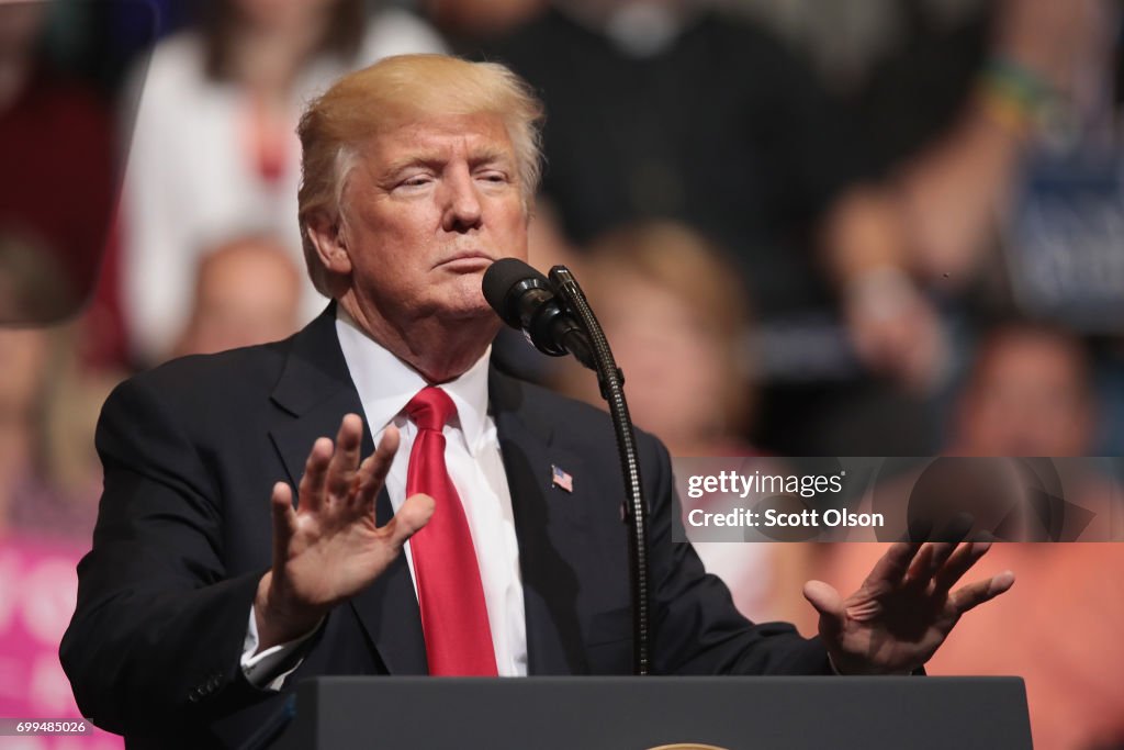 President Donald Trump Holds Rally In Cedar Rapids, IA