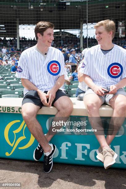 Top NHL Draft prospect Nolan Patrick sits prior to a game between the San Diego Padres and the Chicago Cubs on June 21 at Wrigley Field, in Chicago,...