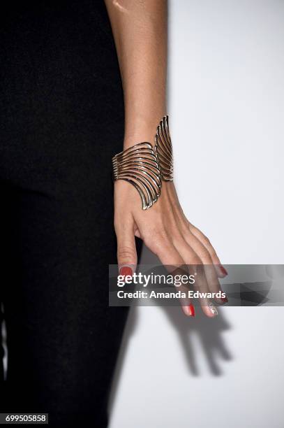 Chhaya Nene, jewelry and nail detail, attends the screening of "A Crooked Somebody" during the 2017 Los Angeles Film Festival at ArcLight Santa...