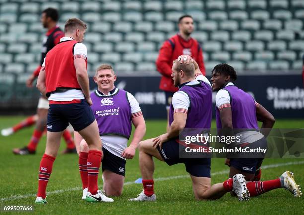 Auckland , New Zealand - 22 June 2017; British and Irish Lions players, from left, Owen Farrell, Tadhg Furlong, James Haskell and Maro Itoje during a...