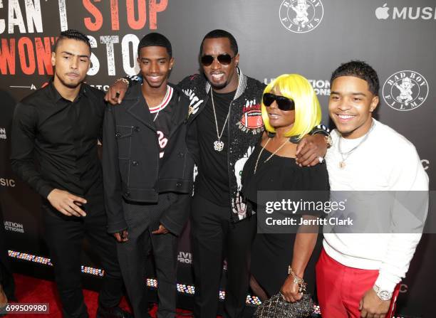 Quincy Brown, Christian Combs, Sean Combs, Janice Combs and Justin Combs attend the Los Angeles Premiere Of "Can't Stop Won't Stop" at Writers Guild...