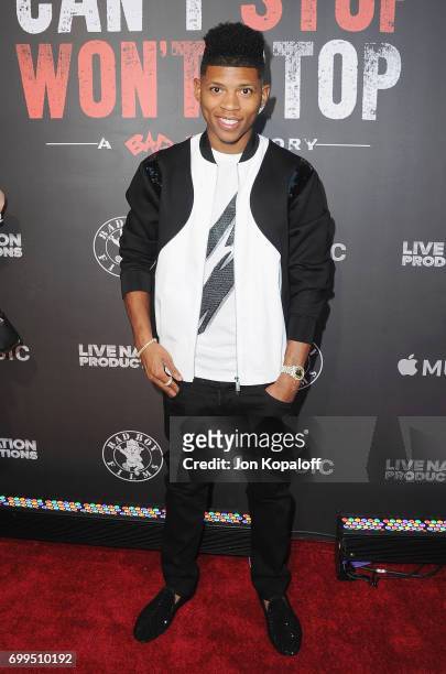 Bryshere Y. Gray arrives at the Los Angeles Premiere Of "Can't Stop Won't Stop" at Writers Guild of America, West on June 21, 2017 in Los Angeles,...