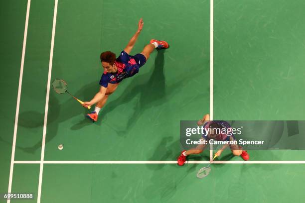 Choi Solgyu and Chae Yoo Jung of Korea compete against Gabrielle Adcock and Chris Adcock of England during their R16 match against during the...