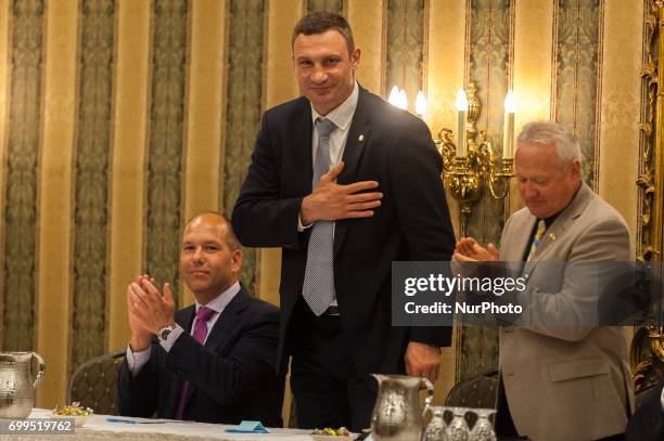 Ukrainian politician, Mayor of Kiev, and former professional boxer Vitali Klitschko during the meeting with Ukrainian community in Etobicoke,...