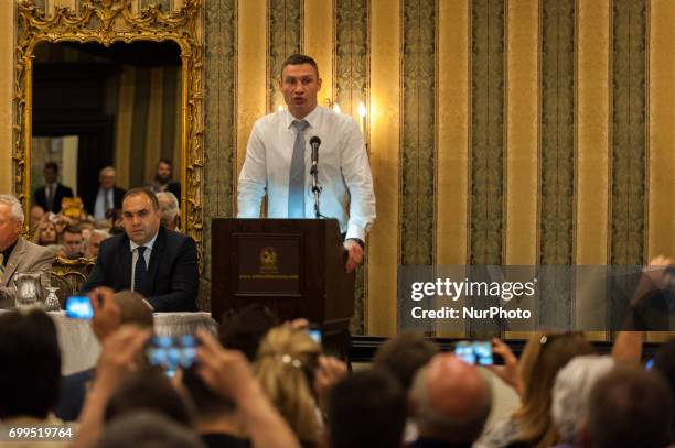 Ukrainian politician, Mayor of Kiev, and former professional boxer Vitali Klitschko during the meeting with Ukrainian community in Etobicoke,...