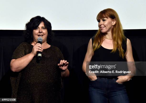 Jennifer Arnold and Alison Faulk speak onstage at the screening of "Fat Camp" during the 2017 Los Angeles Film Festival at ArcLight Santa Monica on...