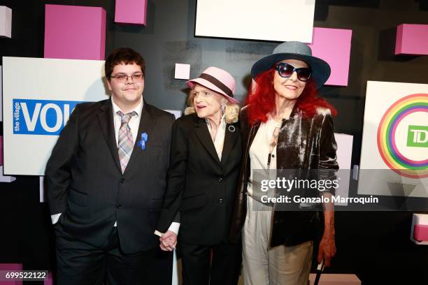Gavin Grimm, Edie Windsor and Patricia Field attend the 2017 Village Voice Pride Awards at Capitale on June 21, 2017 in New York City.
