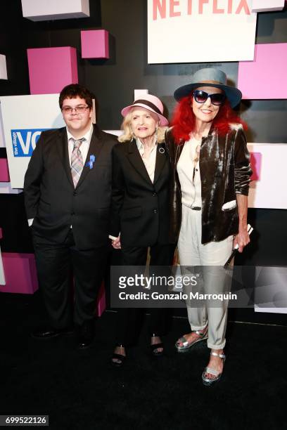 Gavin Grimm, Edie Windsor and Patricia Field attend the 2017 Village Voice Pride Awards at Capitale on June 21, 2017 in New York City.
