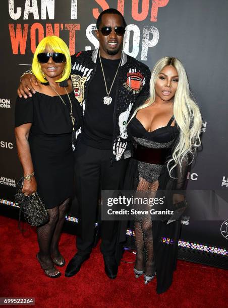 Janice Combs;Sean Combs;Lil' Kim arrives at the Los Angeles Premiere Of "Can't Stop Won't Stop" at Writers Guild of America, West on June 21, 2017 in...