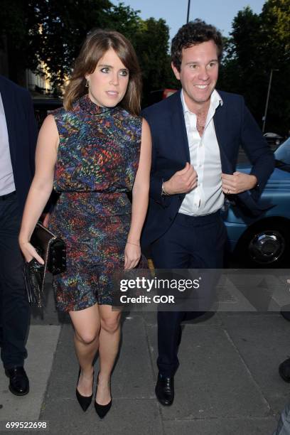 Princess Eugenie and Jack Brooksbank arriving at the V&A Summer party on June 21, 2017 in London, England.