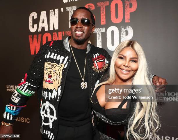 Sean Combs and Lil' Kim attend the Los Angeles Premiere of "Can't Stop Won't Stop" at the Writers Guild of America, West on June 21, 2017 in Los...
