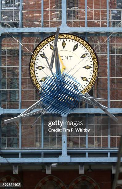 Royal Academician, Conrad Shawcross unveils his new installation 'The Interpretation of Movement , 2017' for Terrace Wires 2017 at St Pancras...