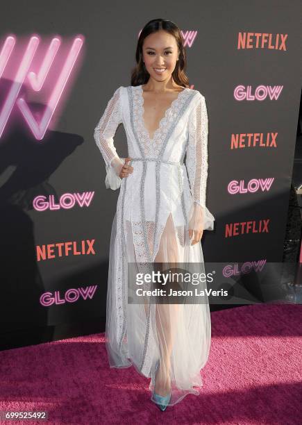 Actress Ellen Wong attends the premiere of "GLOW" at The Cinerama Dome on June 21, 2017 in Los Angeles, California.