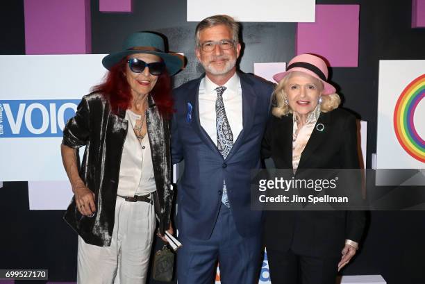 Designer Patricia Field, Village Voice owner Peter Barbey and Edie Windsor attend the 2017 Village Voice Pride Awards at Capitale on June 21, 2017 in...