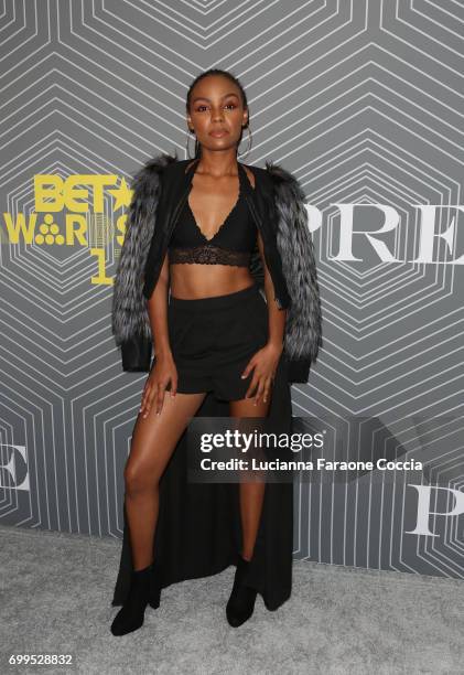 Sierra McClain attends BET Chairman and CEO Debra Lee's 'PRE', a BET Awards dinner for the 17th Annual BET Awards at The London West Hollywood on...