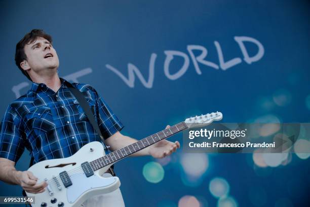 Jim Adkins of Jimmy Eat World performs as they open for King Of Leon at Ippodromo on June 21, 2017 in Milan, Italy.