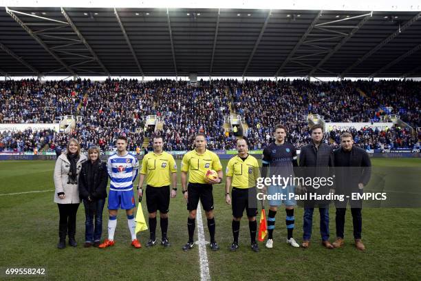 Officials Referee Stephen Martin and assistants Ronald Ganfield and Robert Massey-Ellis, Captains Reading's Oliver Norwood and Sheffield Wednesday's...