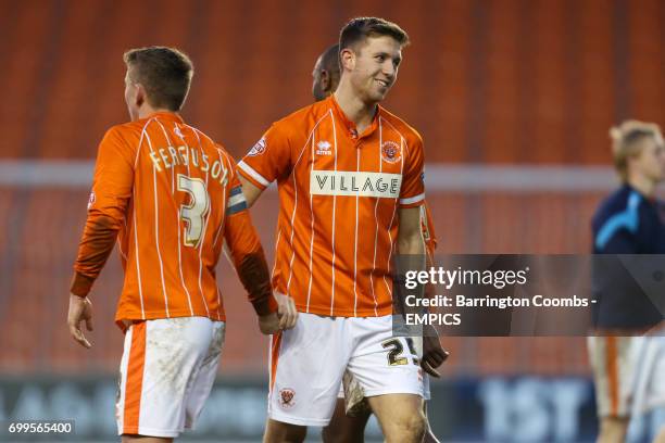 Blackpool's Will Aimson celebrates after the final whistle.