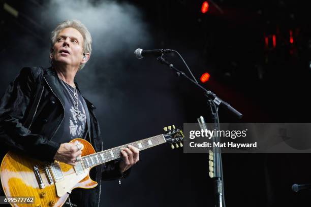 Don Felder formerly of the Eagles performs on stage during the 'United We Rock Tour 2017' at White River Amphitheatre on June 21, 2017 in Auburn,...