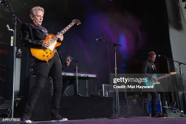 Don Felder formerly of the Eagles performs on stage during the 'United We Rock Tour 2017' at White River Amphitheatre on June 21, 2017 in Auburn,...