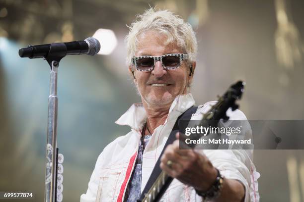 Kevin Cronin of REO Speedwagon performs on stage during the 'United We Rock Tour 2017' at White River Amphitheatre on June 21, 2017 in Auburn,...