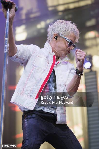 Kevin Cronin of REO Speedwagon performs on stage during the 'United We Rock Tour 2017' at White River Amphitheatre on June 21, 2017 in Auburn,...