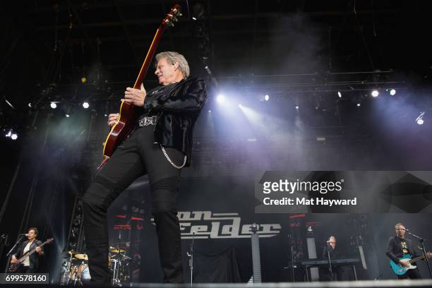 Don Felder formerly of the Eagles performs on stage during the 'United We Rock Tour 2017' at White River Amphitheatre on June 21, 2017 in Auburn,...