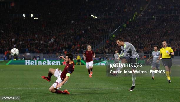 Real Madrid's Cristiano Ronaldo scores his side's first goal of the game