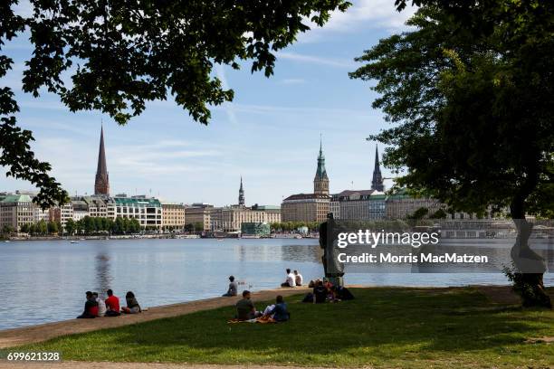 The inner city Alster lake is pictured on June 21, 2017 in Hamburg, Germany. Hamburg will host the upcoming G20 summit from July 7-8, with venues to...